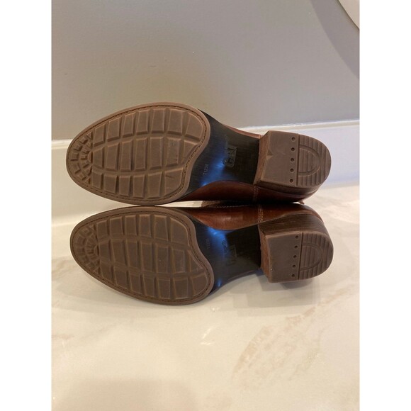 Cat Women’s Boots Brown Tweed Top Has Buckles Size 8 WIDE Stacked Heel Booties - Picture 7 of 8